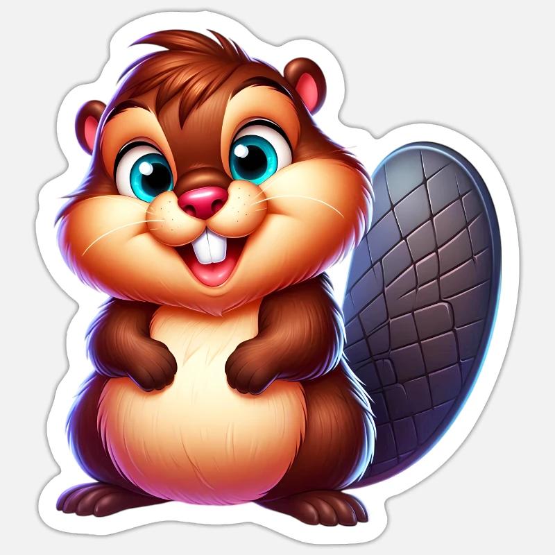 Castor - Sticker taille S (10 x 10 cm) - blanc mat