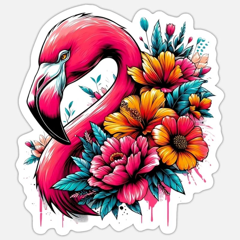 Flamingo - Sticker Größe S (10 x 10 cm) - Mattweiß