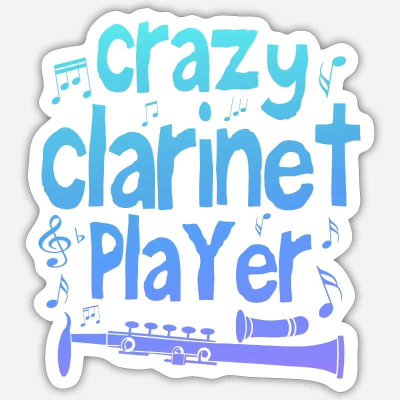 Crazy clarinet player Sticker taille S (10 x 10 cm)