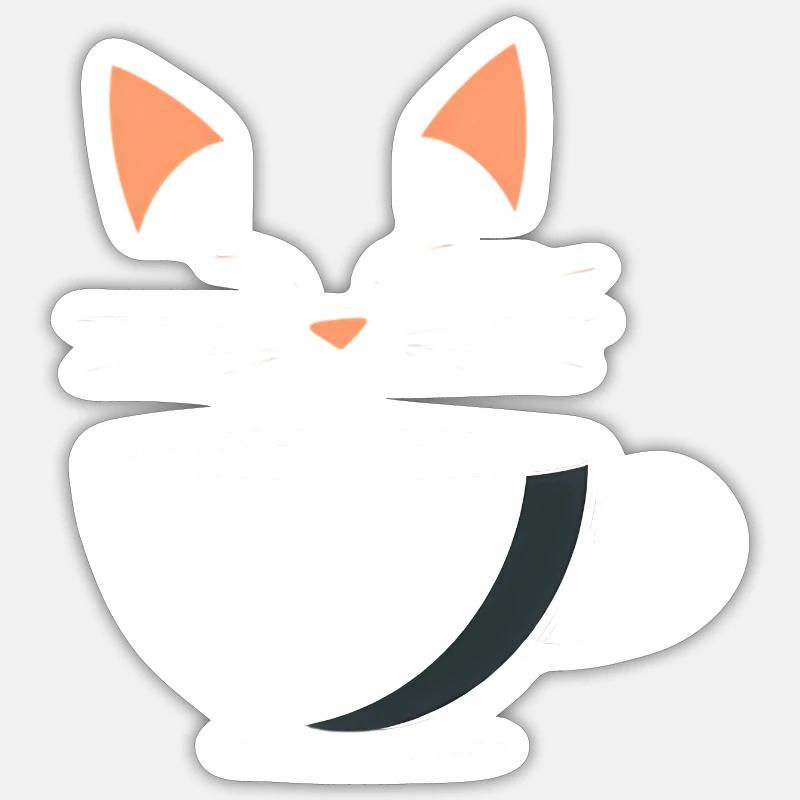 Café Kitty - Sticker Größe S (10 x 10 cm) - Mattweiß