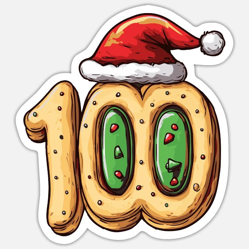 100 Numéro Noël - Sticker taille S (10 x 10 cm) - blanc mat