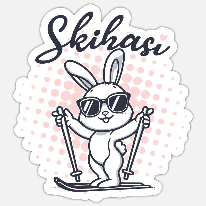 Lapin de ski Lapin de ski - Sticker taille S (10 x 10 cm) - blanc mat