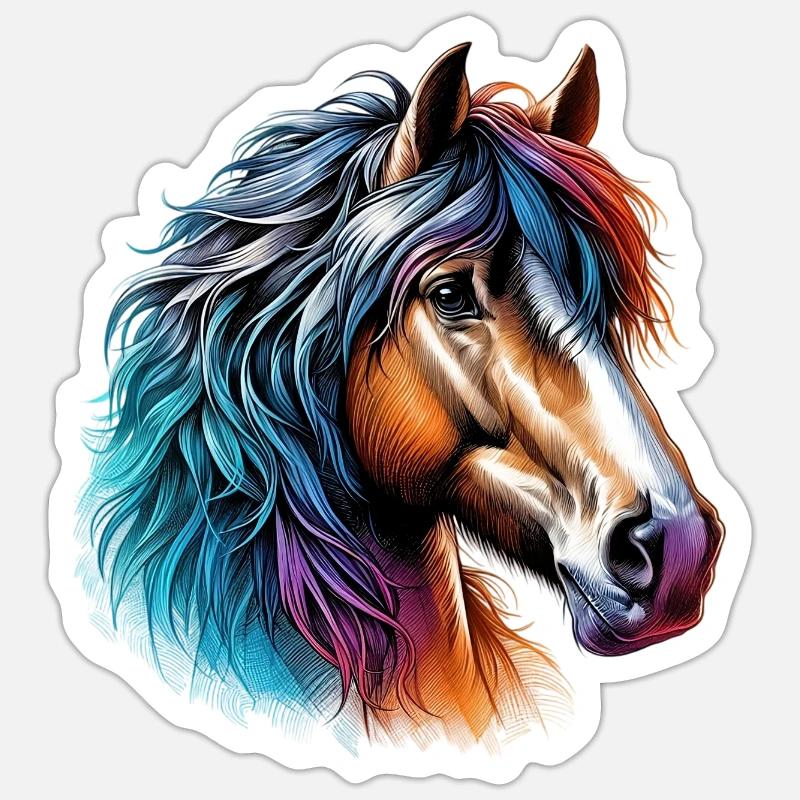Pferd - Sticker Größe S (10 x 10 cm) - Mattweiß