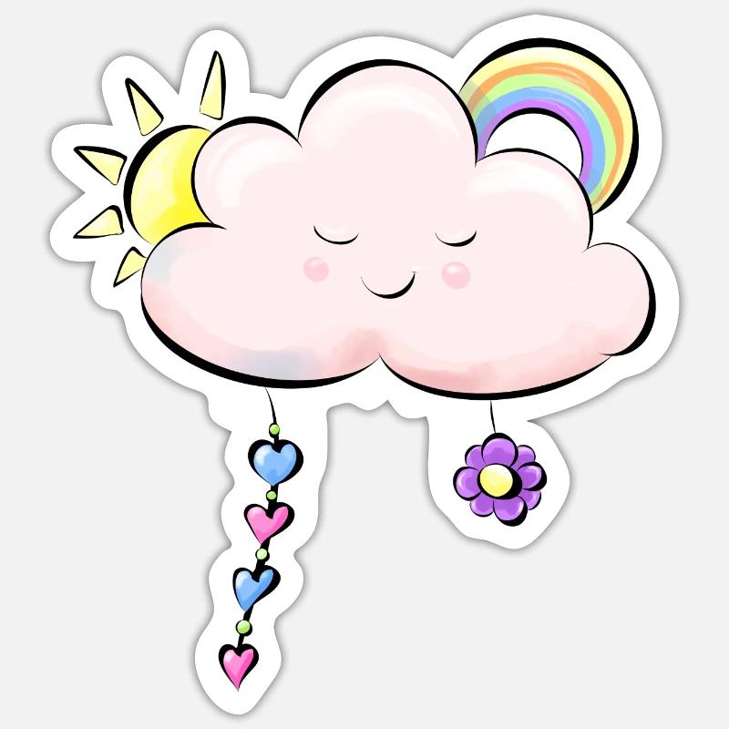 pink clouds - Sticker size S (10 x 10 cm) - white matte