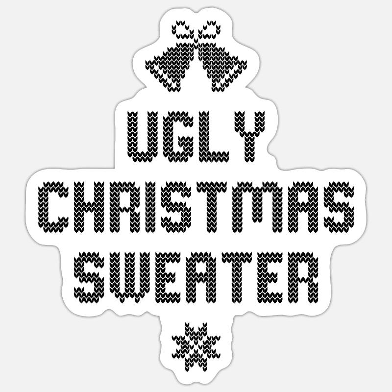 Pull de Noël moche - Sticker taille S (10 x 10 cm) - blanc mat
