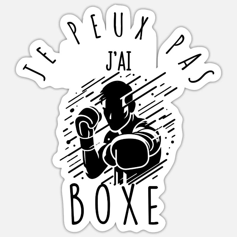 Je peux pas, j'ai boxe. - Sticker taille S (10 x 10 cm) - blanc mat