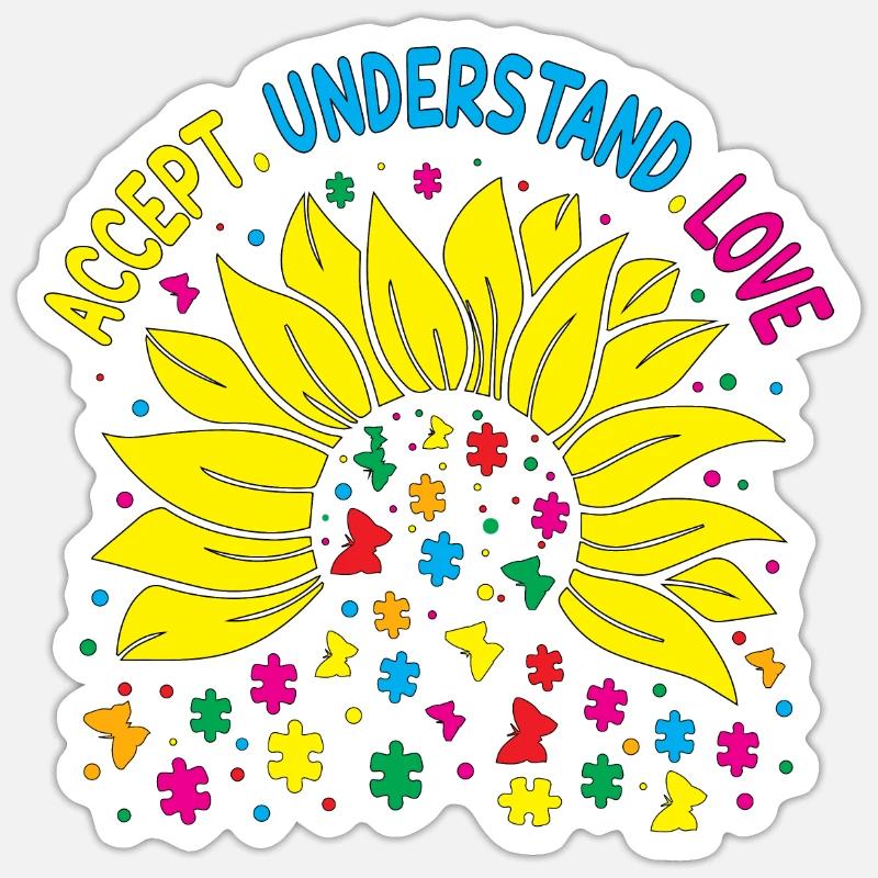 Sensibilisation à l’autisme - Sticker taille S (10 x 10 cm) - blanc mat