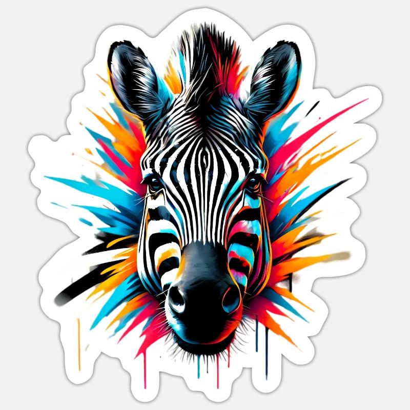 Zebra - Sticker Größe S (10 x 10 cm) - Mattweiß