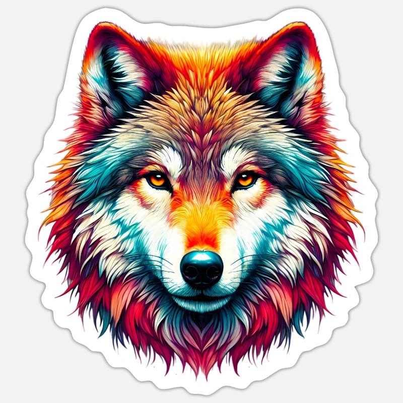 Wolf - Sticker Größe S (10 x 10 cm) - Mattweiß