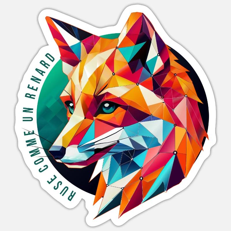 Multicolor Geometric Fox - Abstract Design Sticker size S (10 x 10 cm)