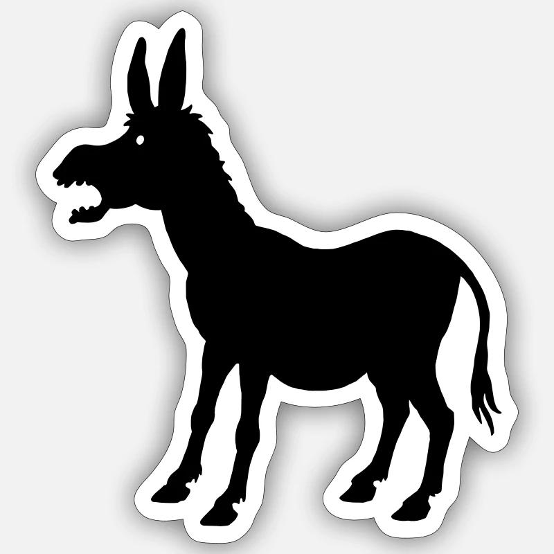 âne doré - Sticker taille S (10 x 10 cm) - blanc mat