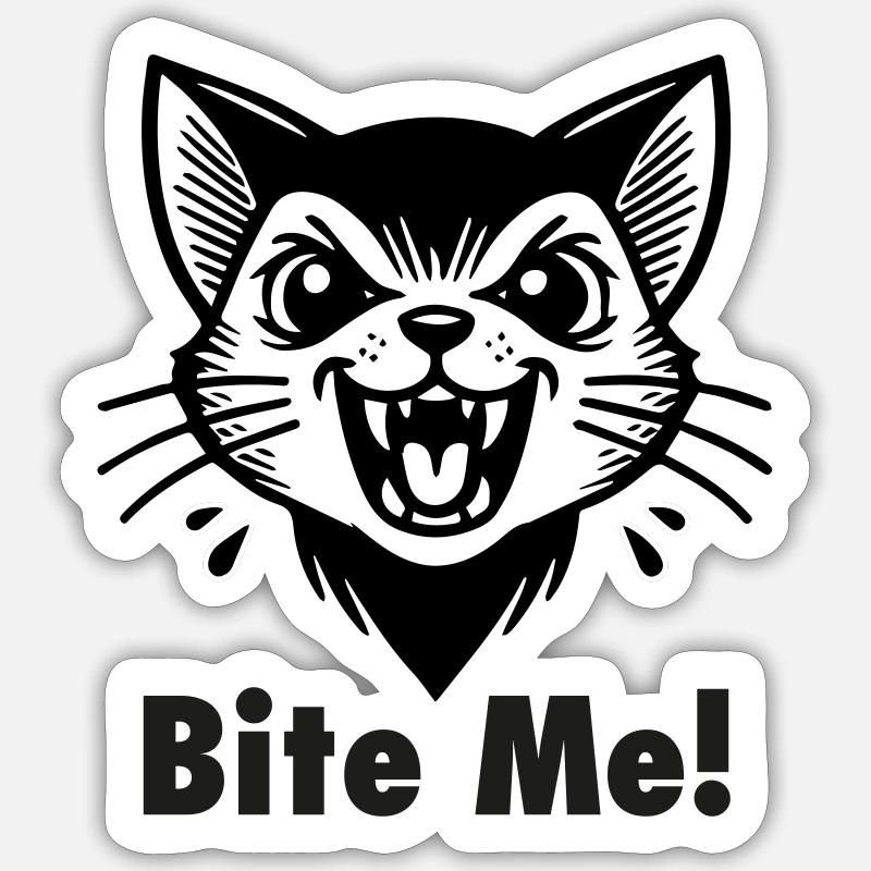 Gothic Vampirkatze - "Bite Me!" Entwurf Sticker Größe S (10 x 10 cm)