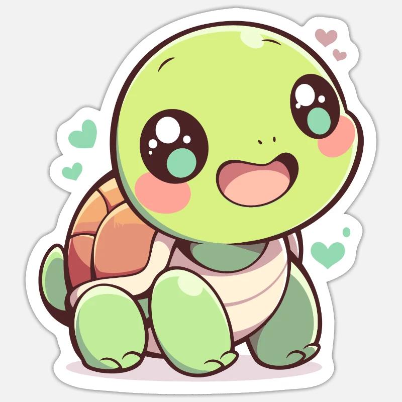 A cheerful chibi turtle Sticker size S (10 x 10 cm)