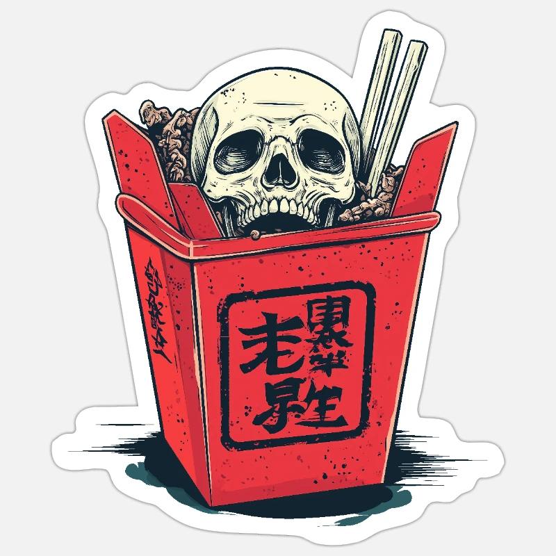 Skull Ramen - Sticker taille S (10 x 10 cm) - blanc mat