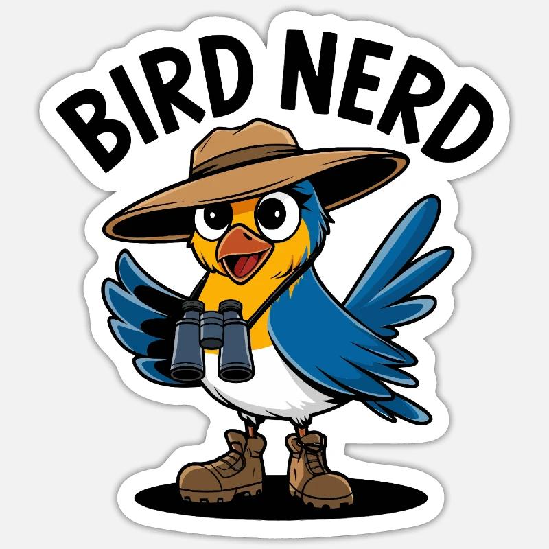 Explorateur nerd d’oiseau - Sticker taille S (10 x 10 cm) - blanc mat
