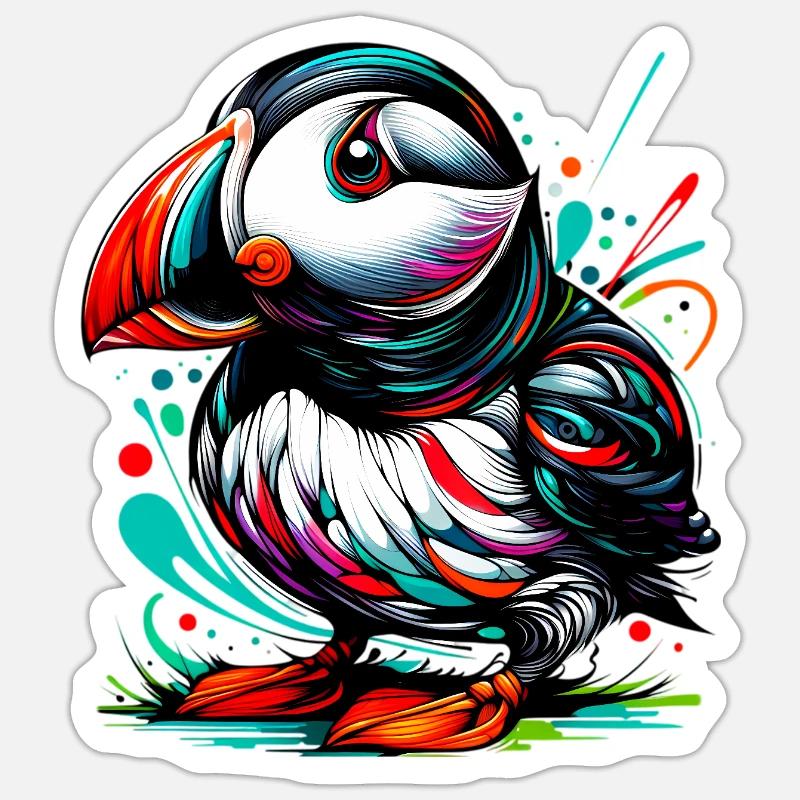 Macareux - Sticker taille S (10 x 10 cm) - blanc mat