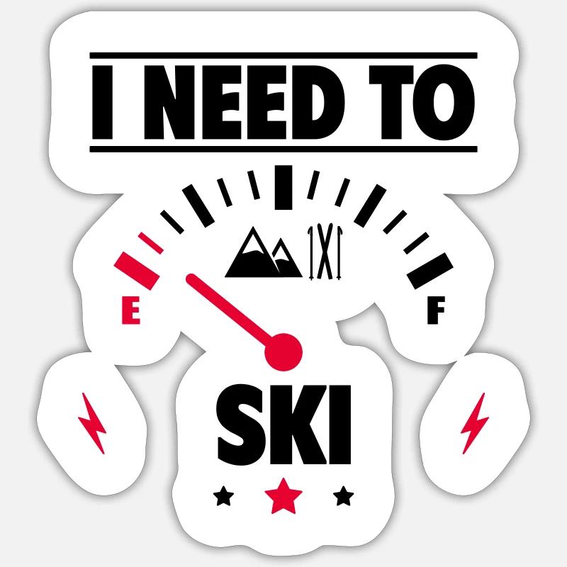 Je dois skier - Sticker taille S (10 x 10 cm) - blanc mat