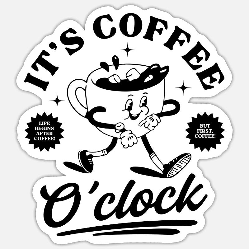 C’est l’heure du café - Sticker taille S (10 x 10 cm) - blanc mat