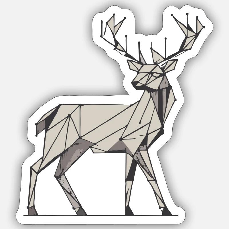 Hirsch 2D grau - Sticker Größe S (10 x 10 cm) - Mattweiß