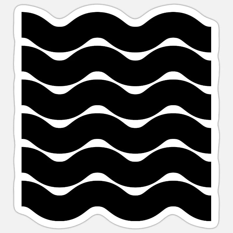 Design Black Waves - Sticker taille S (10 x 10 cm) - blanc mat