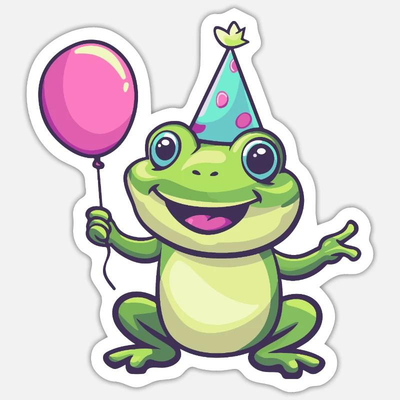 Frog Toad Birthday Baby - Sticker size S (10 x 10 cm) - white matte