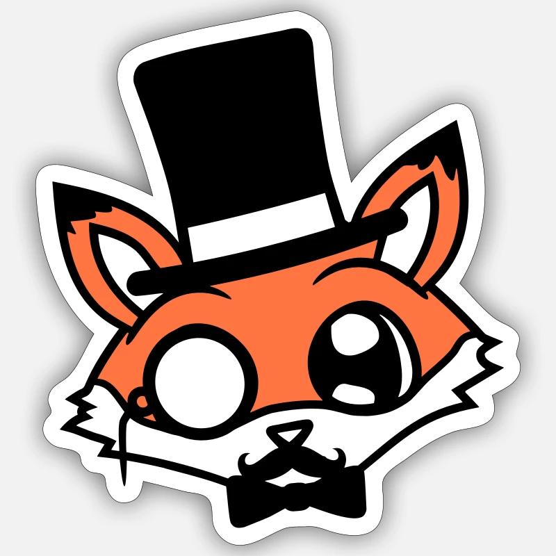 Fox Red Fox Sir Mr. Top Hat Monocle Glasses Sticker size S (10 x 10 cm)