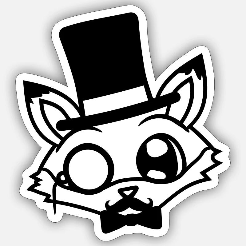 Fox Red Fox Sir Mr. Top Hat Monocle Glasses Sticker size S (10 x 10 cm)