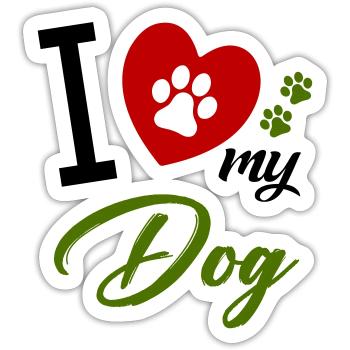 I love my dog 1 - Sticker size S (10 x 10 cm) - white matte - Front