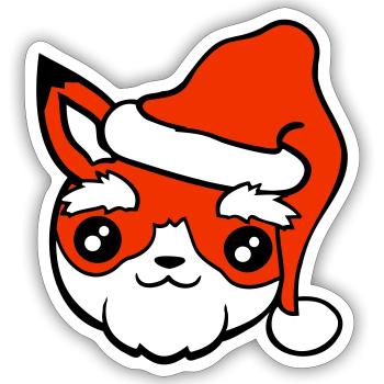 Fuchs Weihnachtsmann Weihnachten Mütze Nikolaus - Sticker Größe S (10 x 10 cm) - Mattweiß - Vorne