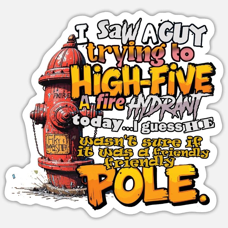 High Five an einem Hydranten Sticker Größe S (10 x 10 cm)