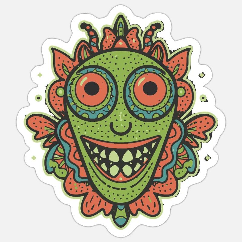 pastèque alien vintage Sticker taille S (10 x 10 cm)