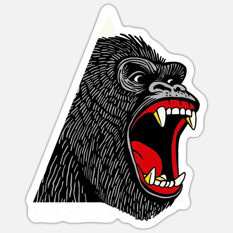 kingkong Roi cri du Singe Gorille - Sticker taille S (10 x 10 cm) - blanc mat