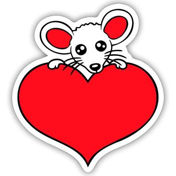 Maus Herz Liebe Symbol Lieblingstier Haustier Süß - Sticker Größe S (10 x 10 cm) - Mattweiß - Vorne