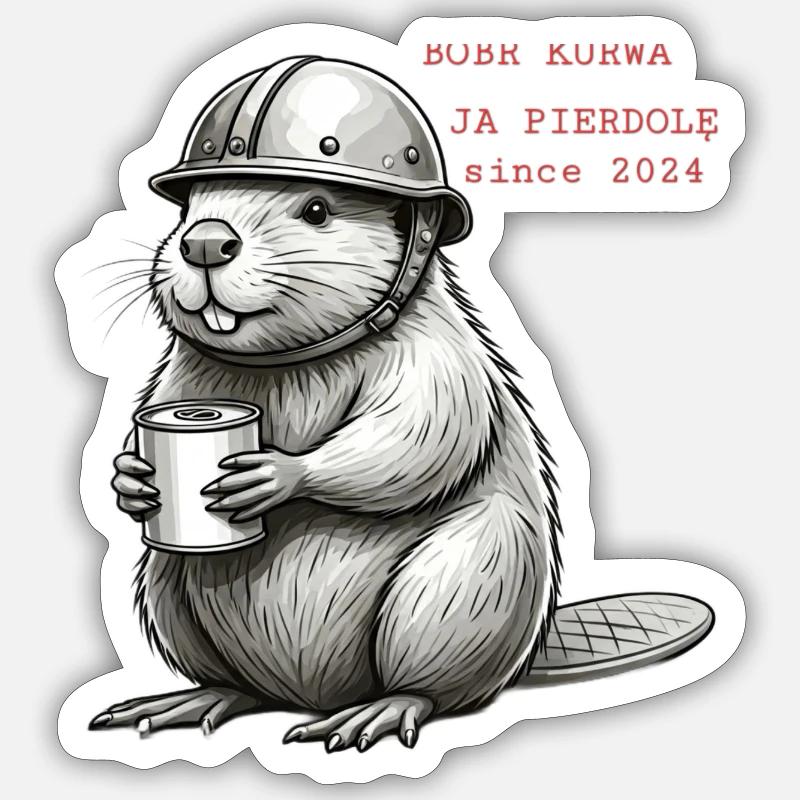 Bobr Helmet 2024 - Sticker Größe S (10 x 10 cm) - Mattweiß