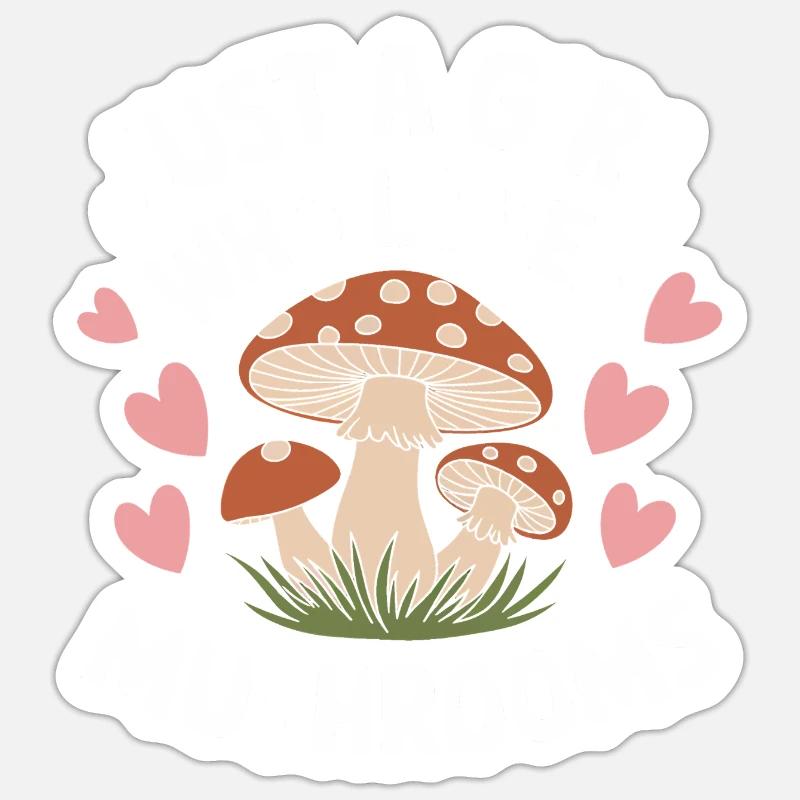 Champignons Champignons Champignon Champignon - Sticker taille S (10 x 10 cm) - blanc mat