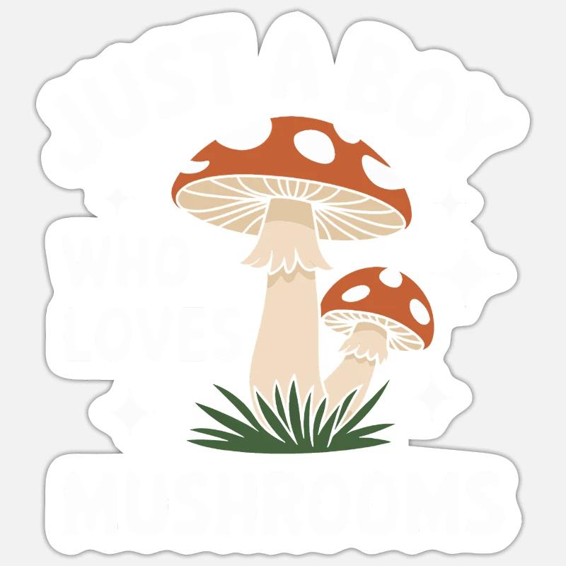 Champignons Champignons Champignon Champignon - Sticker taille S (10 x 10 cm) - blanc mat