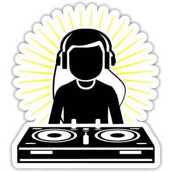 DJ Party Turntables - Sticker size S (10 x 10 cm) - white matte - Front