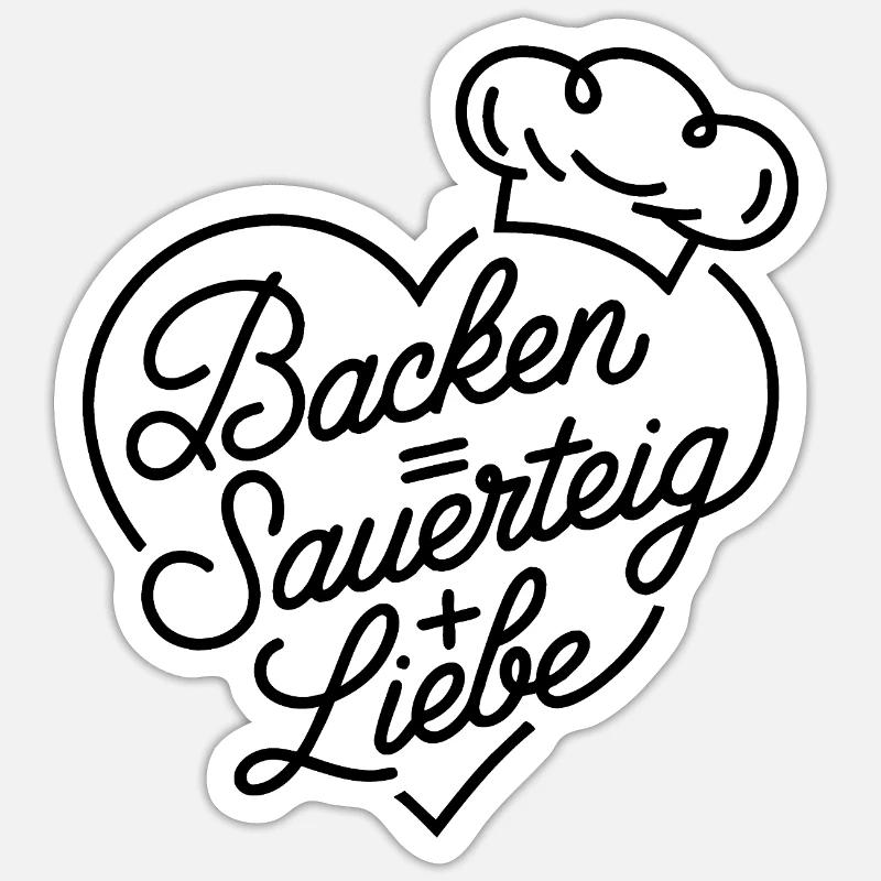 Brot Backen mit Liebe und Sauerteig - Sticker Größe S (10 x 10 cm) - Mattweiß