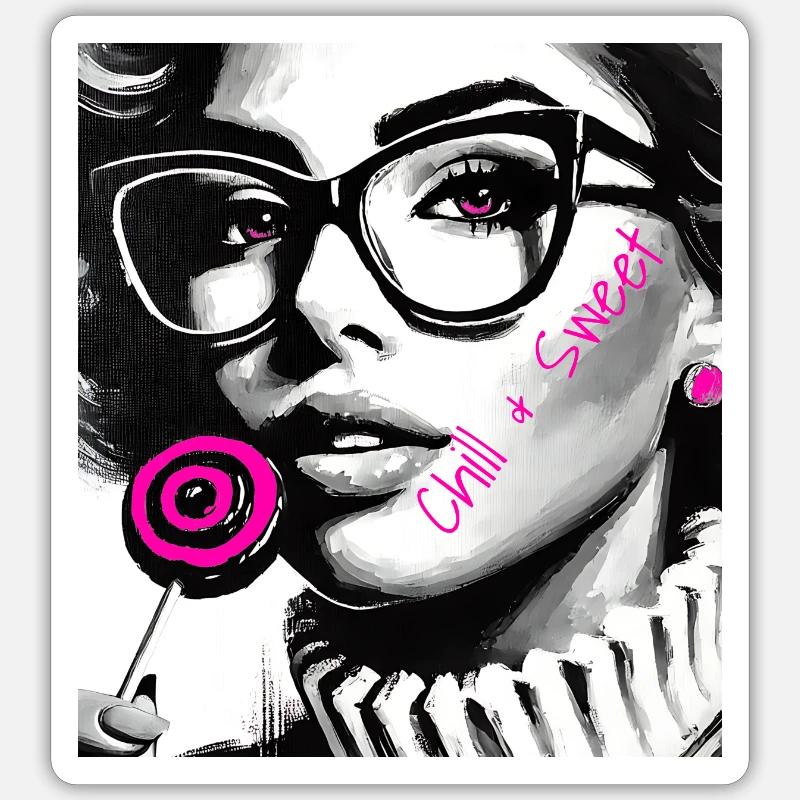 Chill & Süß - Sticker Größe S (10 x 10 cm) - Mattweiß
