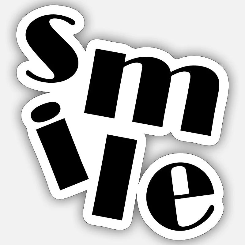 Smile Lachen - Sticker Größe S (10 x 10 cm) - Mattweiß