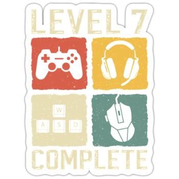 7th Birthday Level 7 Complete Gamer 7 Years - Sticker size S (10 x 10 cm) - white matte - Front