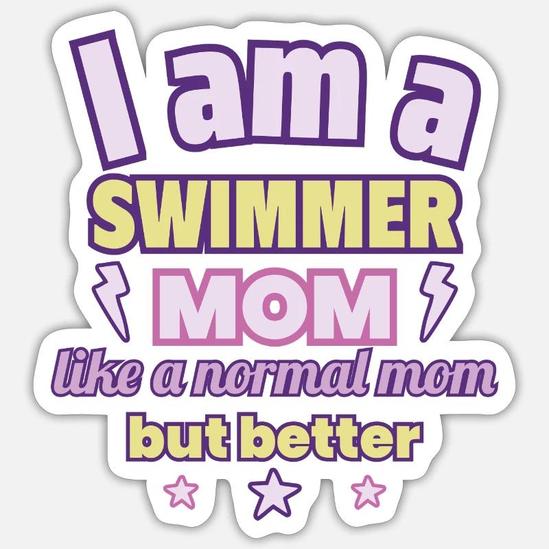 Mutter Schwimmerin, Muttertag Geschenk, Schwimmen Sticker Größe S (10 x 10 cm)