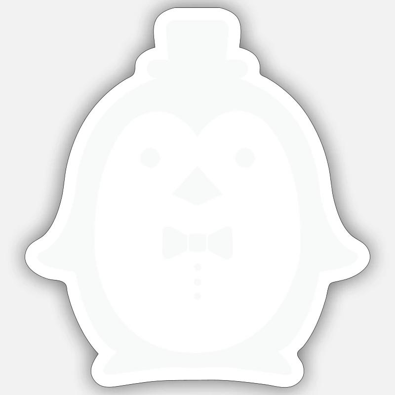 Pengu Gentleman - Sticker taille S (10 x 10 cm) - blanc mat