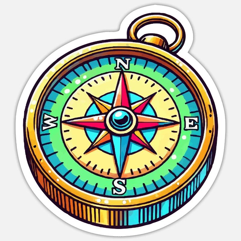 kompass - Sticker Größe S (10 x 10 cm) - Mattweiß