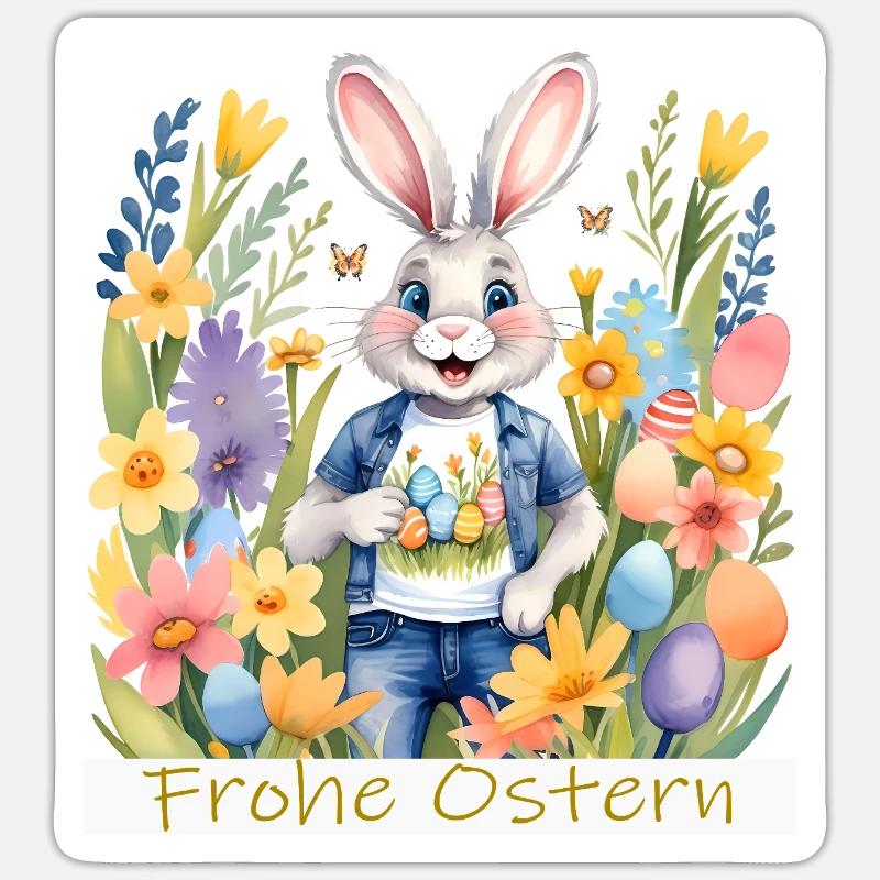 Frohe Ostern - Sticker Größe S (10 x 10 cm) - Mattweiß