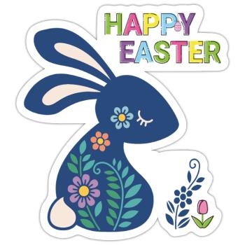 Osterhase Happy Easter - Sticker Größe S (10 x 10 cm) - Mattweiß - Vorne