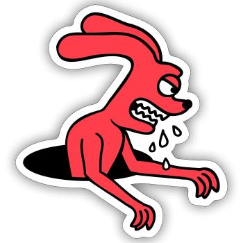 Hase Loch Monster Böse gefräßig Halloween Sabber - Sticker Größe S (10 x 10 cm) - Mattweiß - Vorne