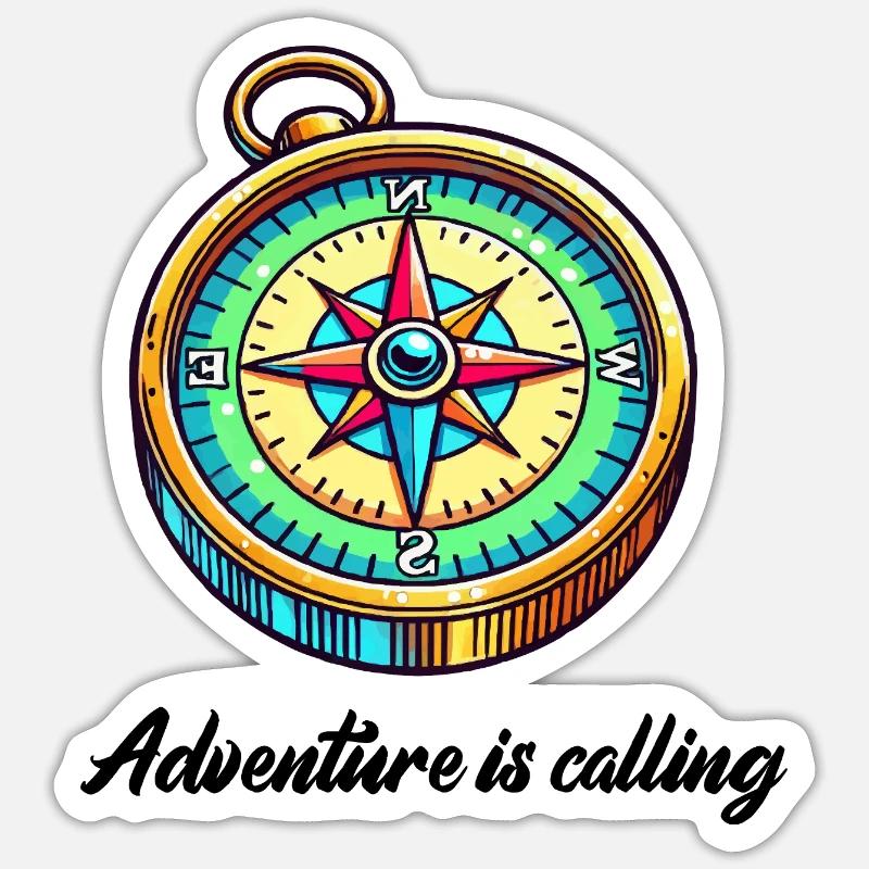 Boussole Aventure - Sticker taille S (10 x 10 cm) - blanc mat