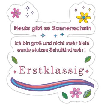 Schulkind Erstklassig - Sticker Größe S (10 x 10 cm) - Mattweiß - Vorne