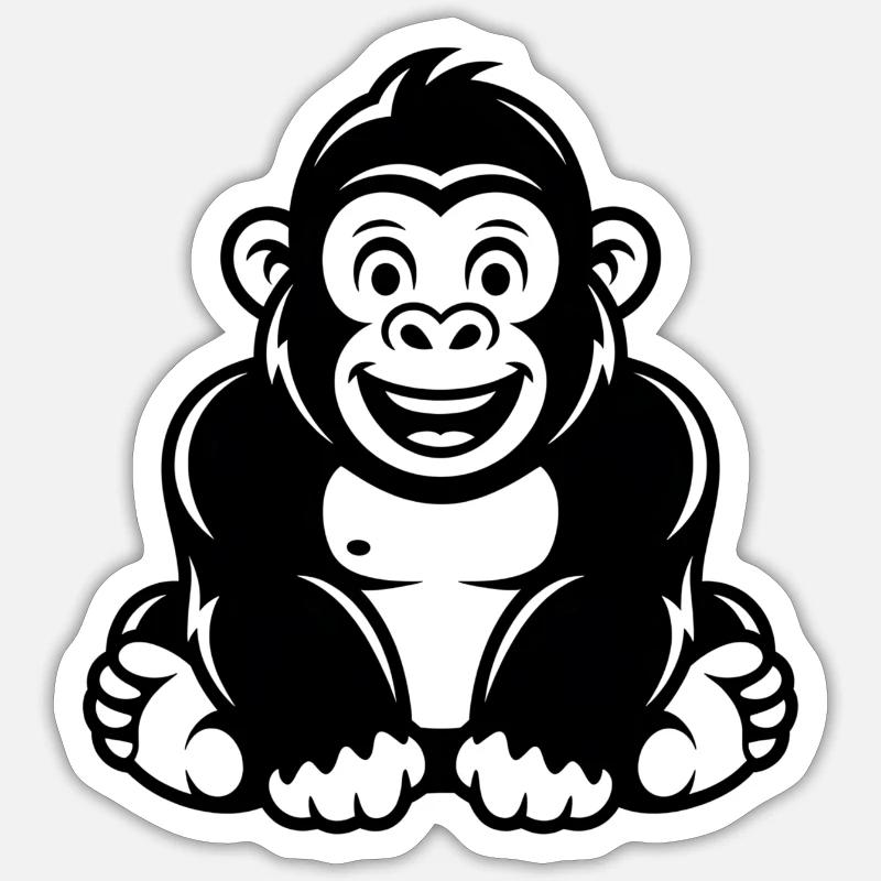 Gorilla - Sticker Größe S (10 x 10 cm) - Mattweiß